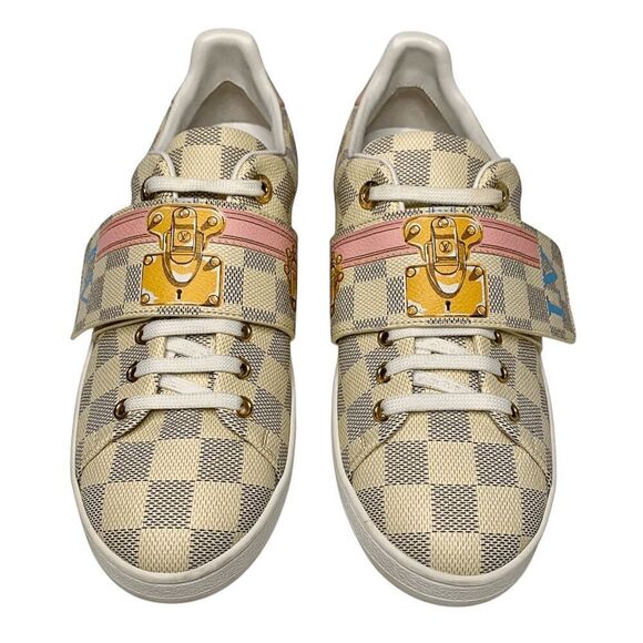 Louis Vuitton Damier Azul Summer Trunks Frontrow Sneakers EU 38.5 Velcro Shoes - Picture 2 of 10